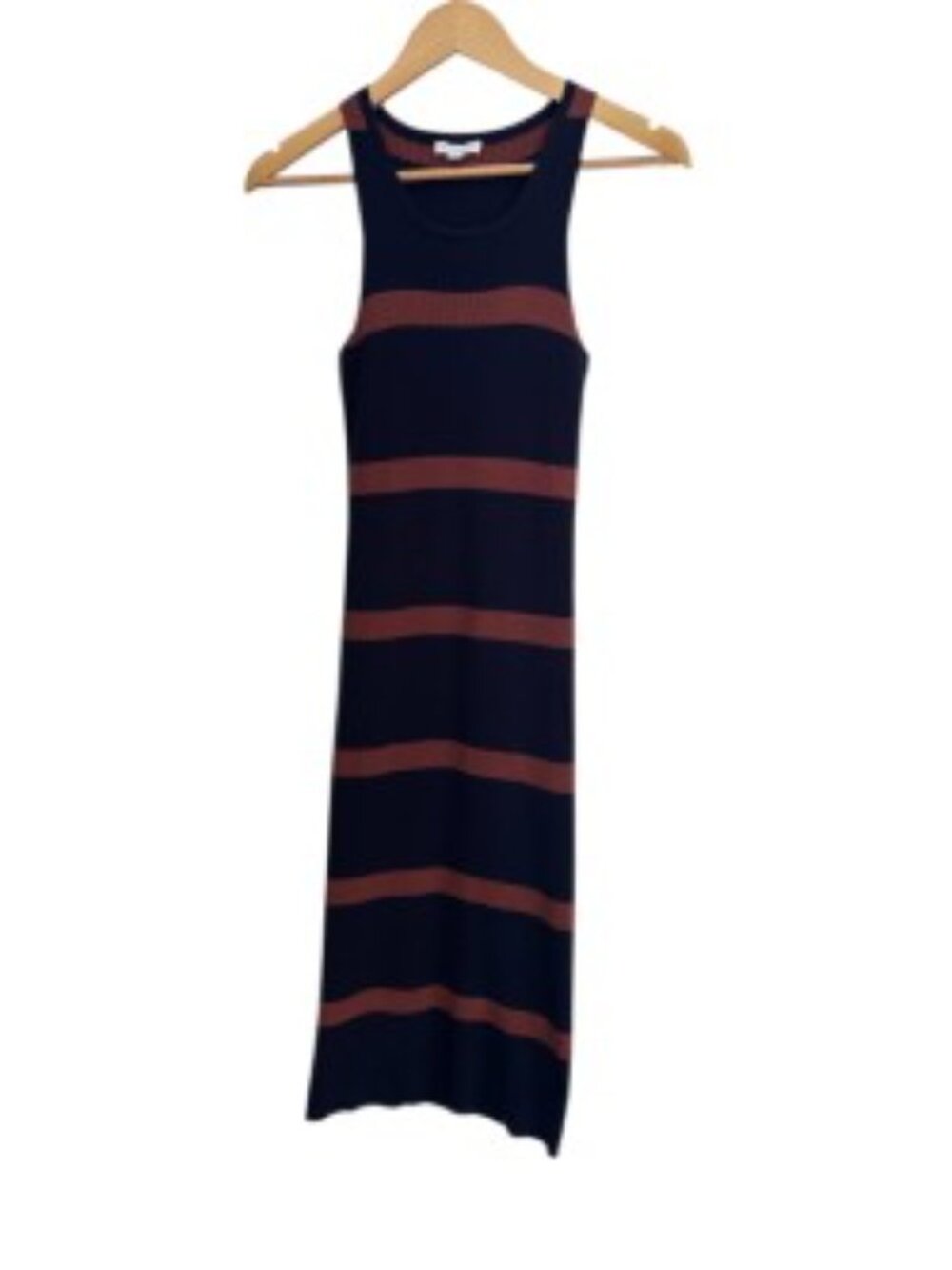 Endless Blu Navy & Brown Striped Tank Dress Small